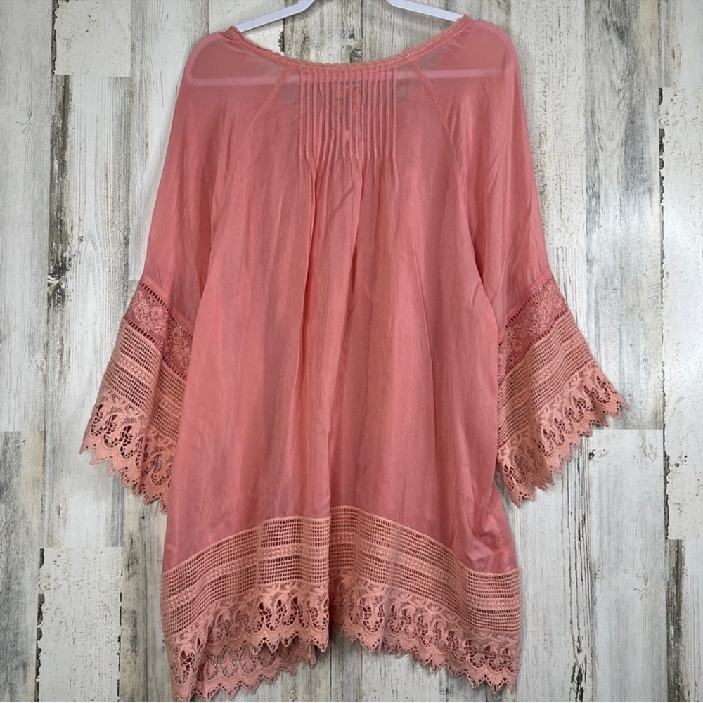 RARE Johnny Was Pink Bell Sleeve Tunic w Asymmetrical Ruffles Size 1X
Blouse Top - Picture 6 of 11